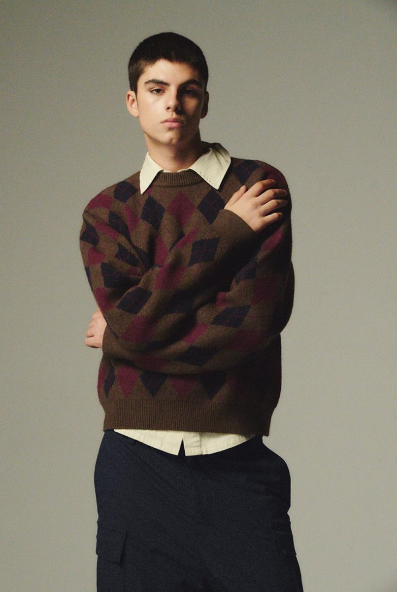 diamond check sweater / 短丈アーガイルチェックセーター N4595 - NNine