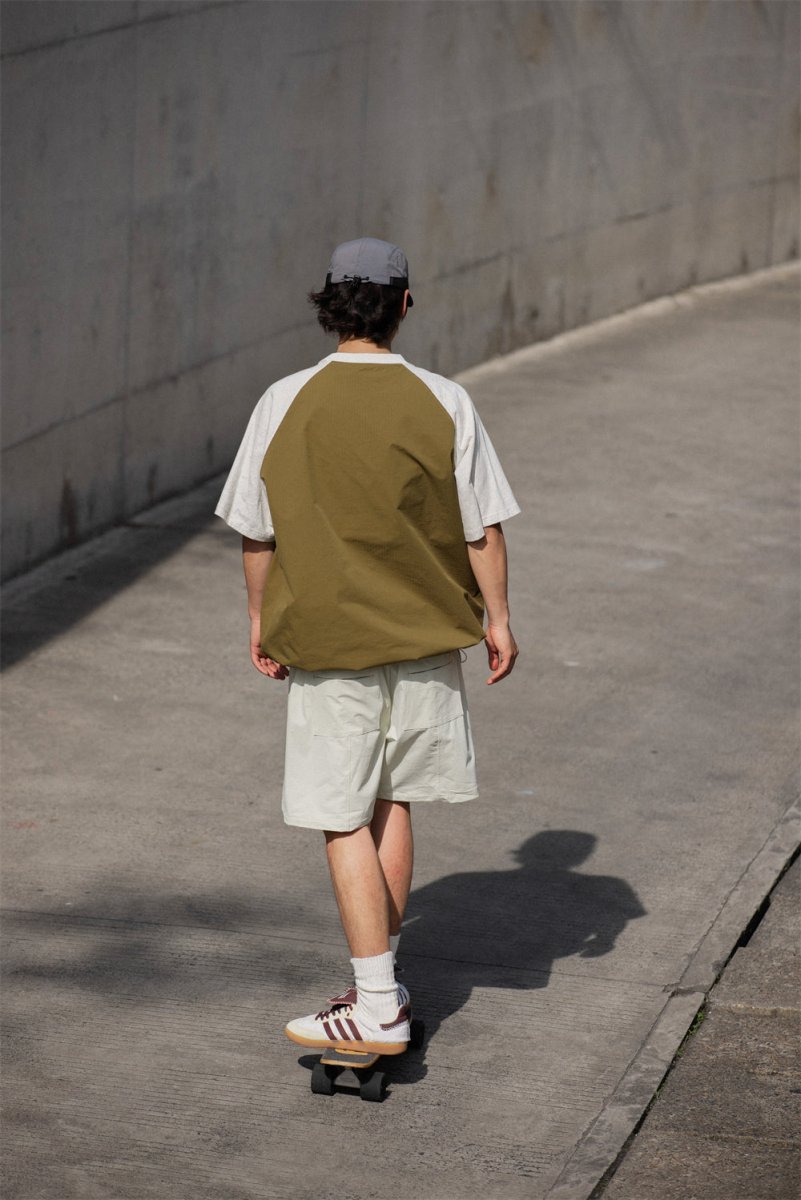Different material raglan T - shirt / ドローコード付きTシャツ N3694 - NNine