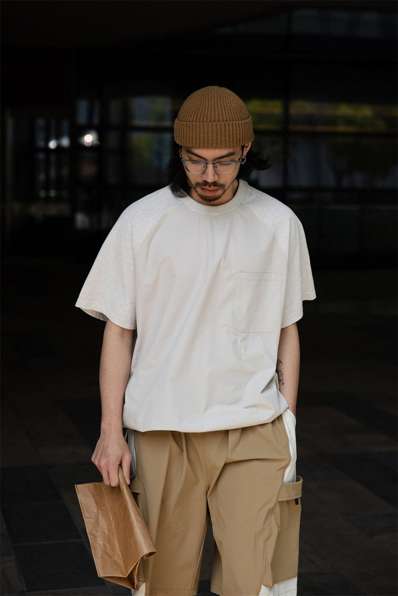 Different material raglan T - shirt / ドローコード付きTシャツ N3694 - NNine