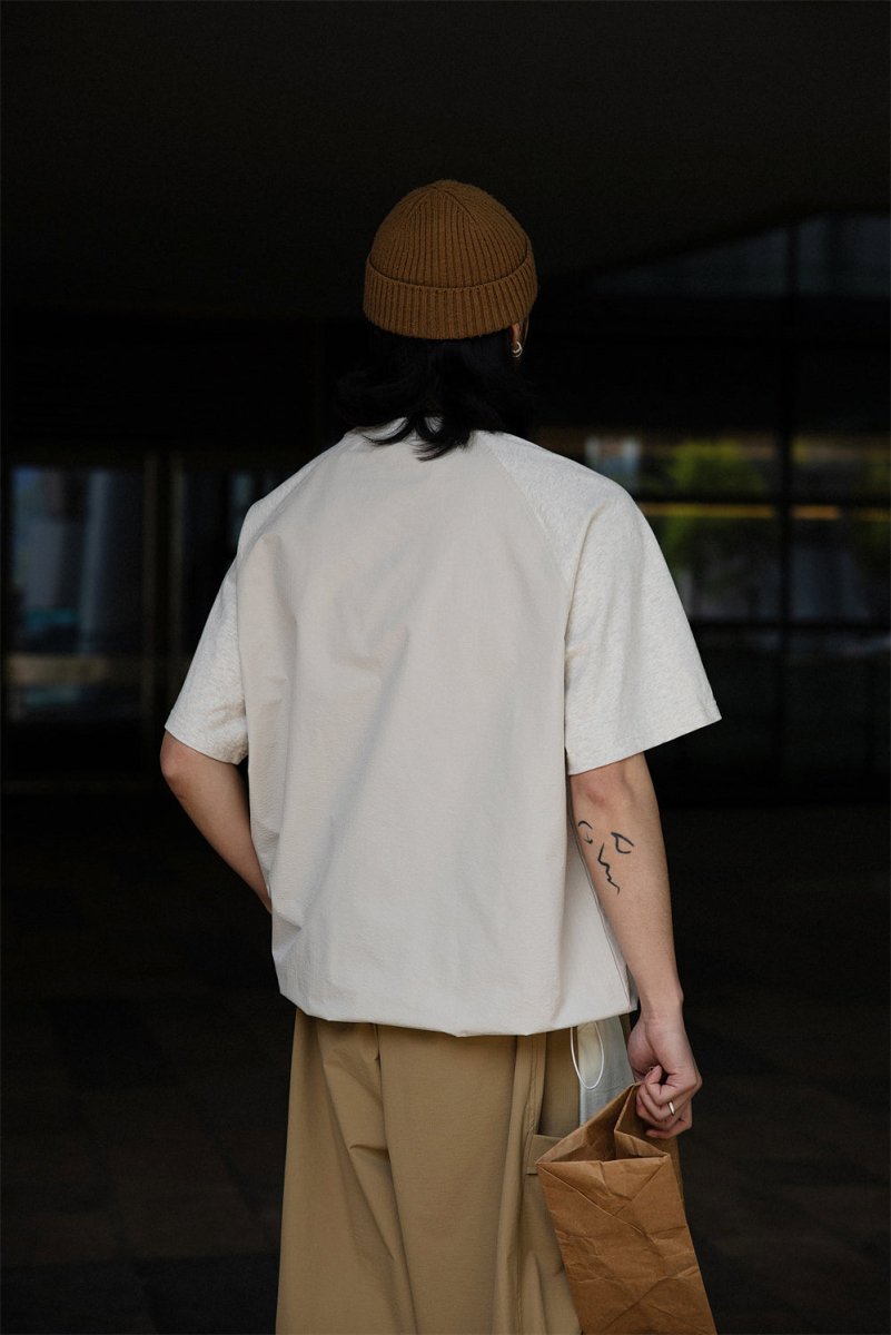 Different material raglan T - shirt / ドローコード付きTシャツ N3694 - NNine