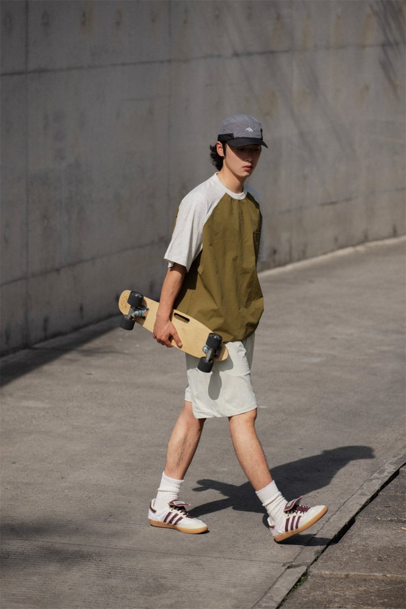 Different material raglan T - shirt / ドローコード付きTシャツ N3694 - NNine