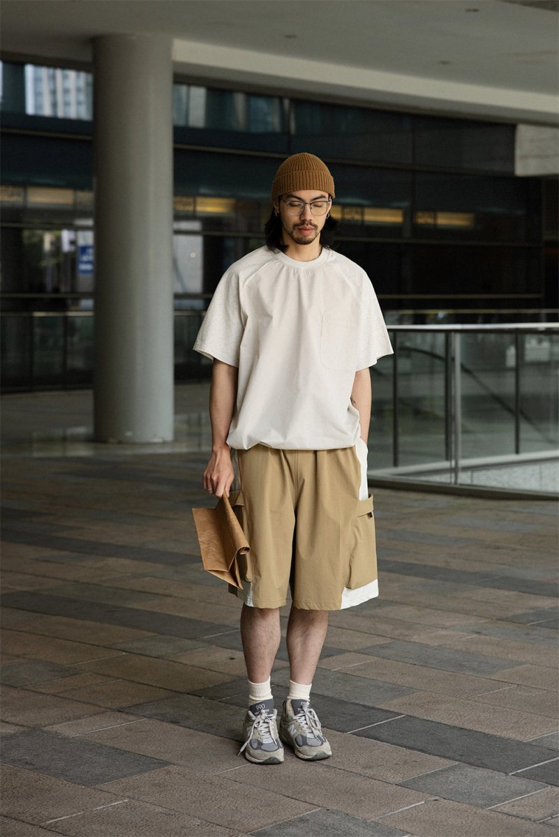 Different material raglan T - shirt / ドローコード付きTシャツ N3694 - NNine