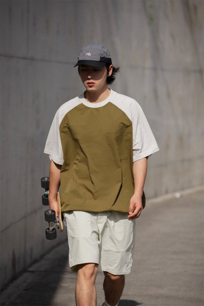 Different material raglan T - shirt / ドローコード付きTシャツ N3694 - NNine