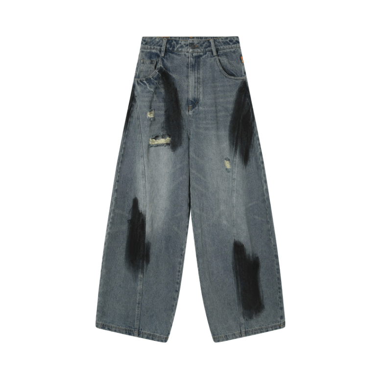 ダーティーウォッシュ ダメージ ワイドデニムパンツ / Dirty distressed denim pants N5589 - ファッション通販NNine（ナイン）