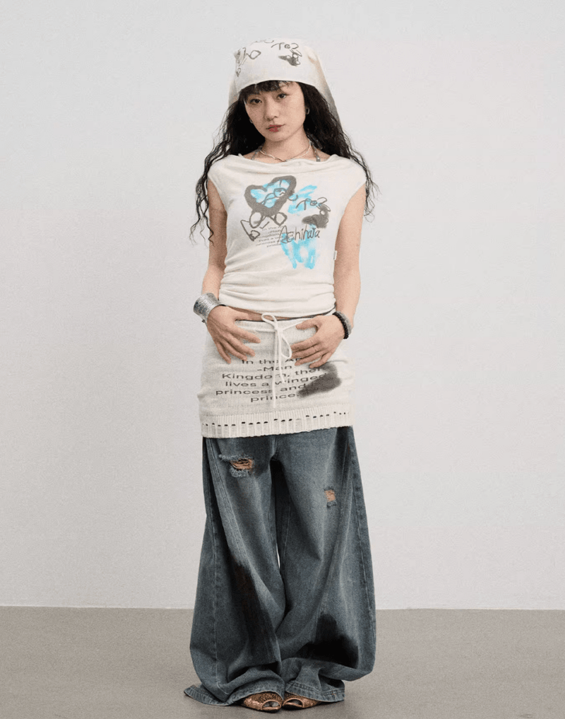 ダーティーウォッシュ ダメージ ワイドデニムパンツ / Dirty distressed denim pants N5589 - ファッション通販NNine（ナイン）