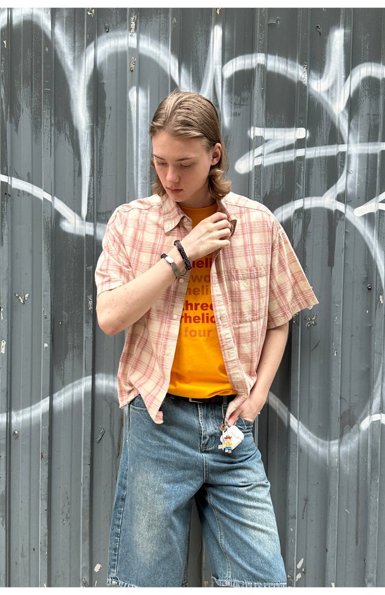 Distressed hem check shirt / 裾ダメージチェックシャツ N3881 - NNine