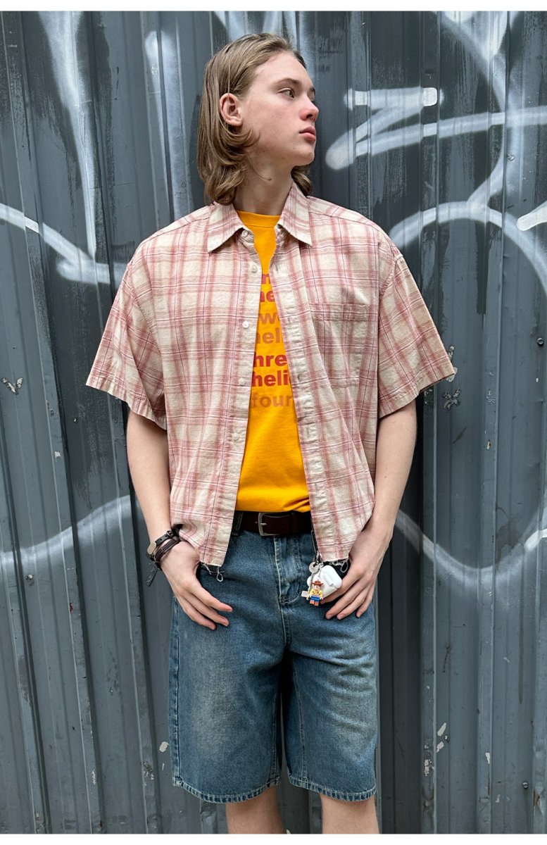 Distressed hem check shirt / 裾ダメージチェックシャツ N3881 - NNine