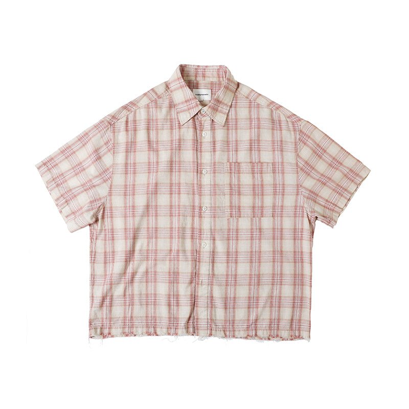 Distressed hem check shirt / 裾ダメージチェックシャツ N3881 - NNine