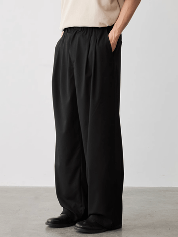 ダブルプリーツスラックス メンズ レディース ワイド ポリエステル