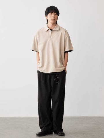 ダブルプリーツスラックス メンズ レディース ワイド ポリエステル