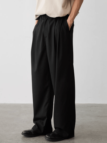 ダブルプリーツスラックス メンズ レディース ワイド ポリエステル