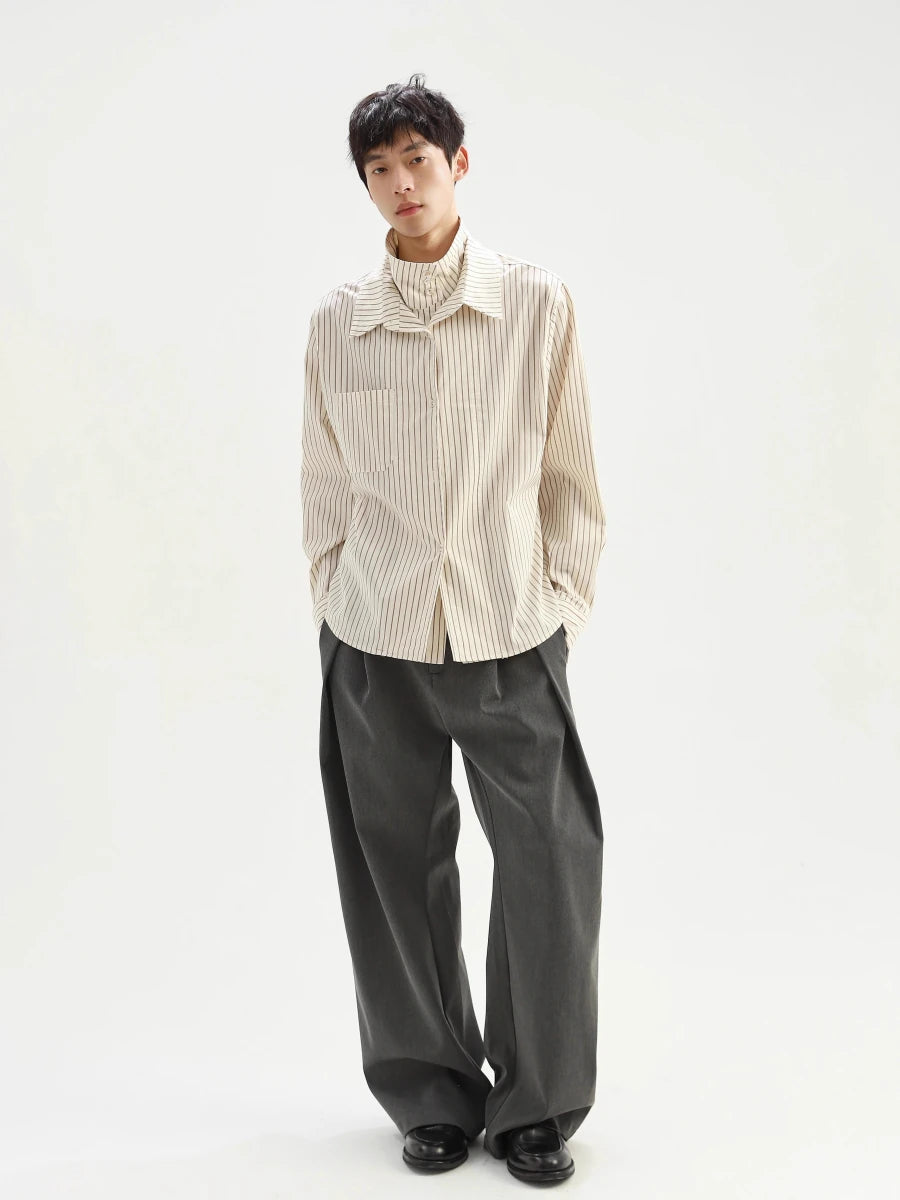 Fake two - piece striped shirt N5812 - ファッション通販NNine（ナイン）
