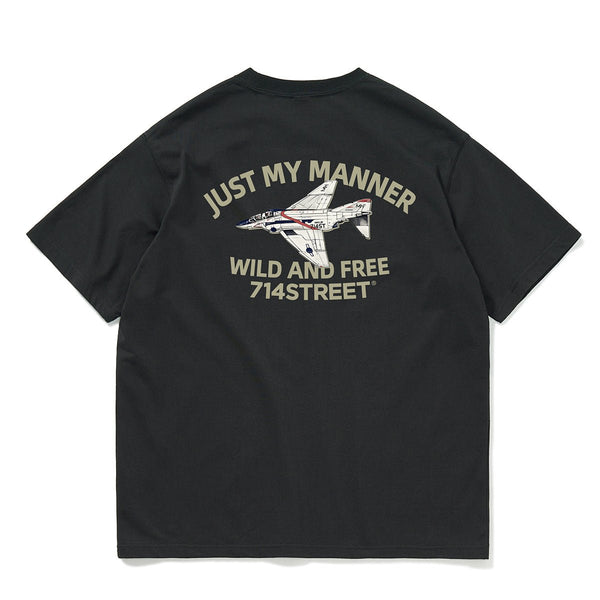 Fighter Jet Back Print T - Shirt / バックプリントT N3764 - NNine