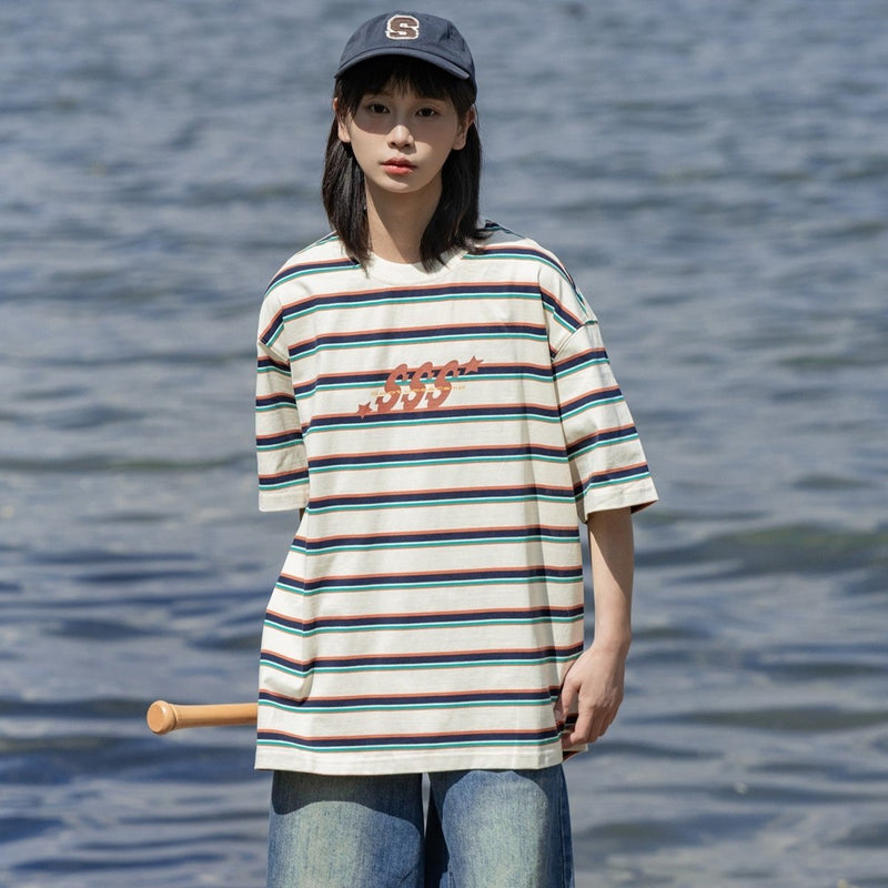 Five Star Striped T - Shirt N3625 - NNine