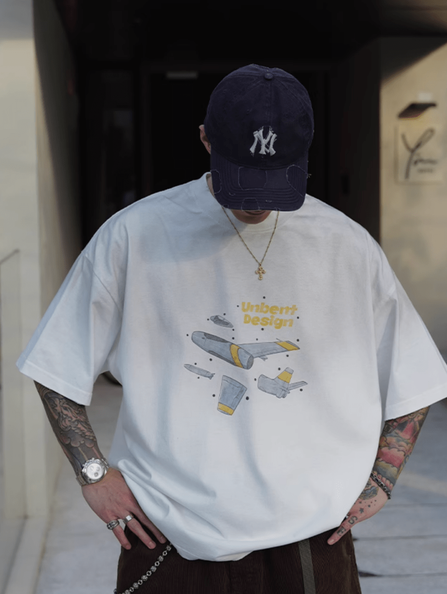 Flight Print T-shirt Heavyweight / 飛行機 プリント Tシャツ 半袖 ヘビーウェイト N5336 - ファッション通販 NNine(ナイン)
