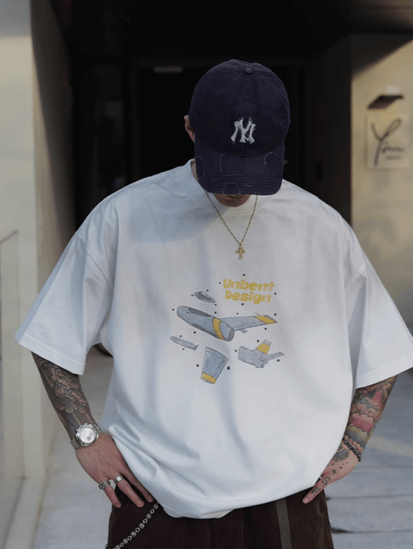 Flight Print T-shirt Heavyweight / 飛行機 プリント Tシャツ 半袖 ヘビーウェイト N5336 - ファッション通販 NNine(ナイン)