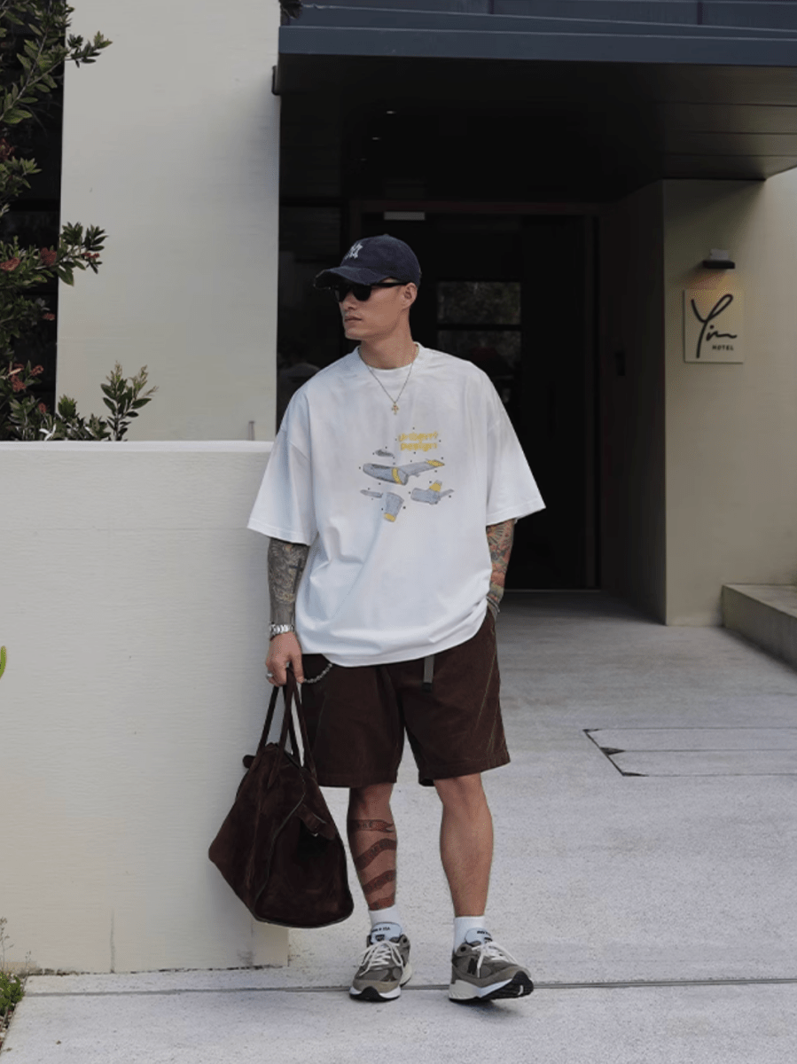 Flight Print T-shirt Heavyweight / 飛行機 プリント Tシャツ 半袖 ヘビーウェイト N5336 - ファッション通販 NNine(ナイン)