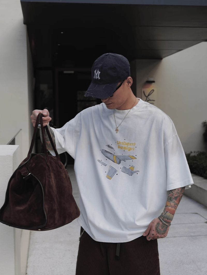 Flight Print T-shirt Heavyweight / 飛行機 プリント Tシャツ 半袖 ヘビーウェイト N5336 - ファッション通販 NNine(ナイン)