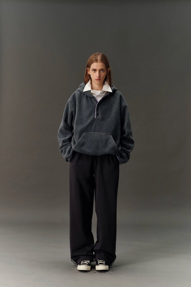 【フリース】half button fleece hoodie N4596 - NNine