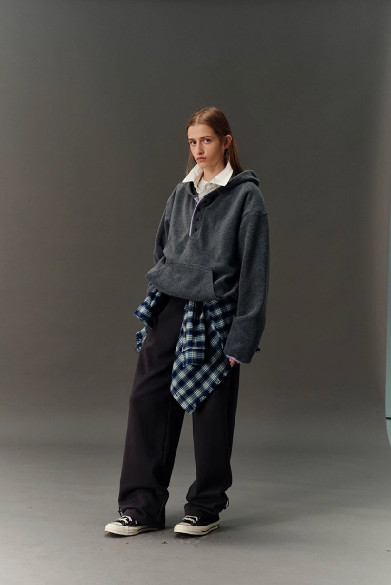 【フリース】half button fleece hoodie N4596 - NNine