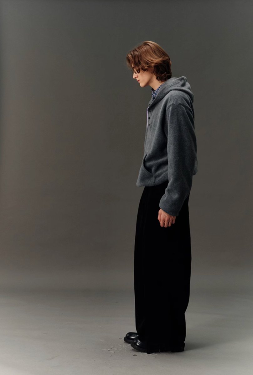 【フリース】half button fleece hoodie N4596 - NNine