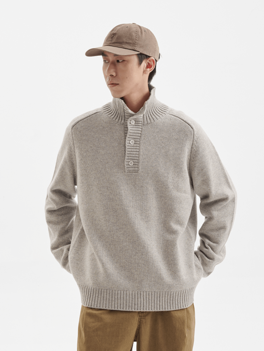 【ウールブレンド】half open mock neck sweater N4617 - NNine