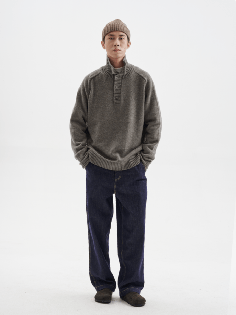 【ウールブレンド】half open mock neck sweater N4617 - NNine