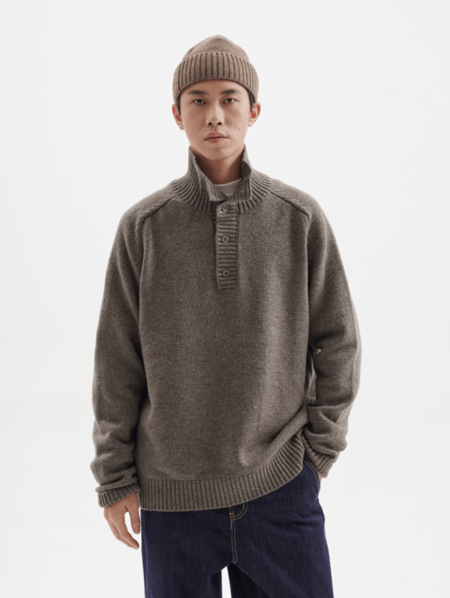 【ウールブレンド】half open mock neck sweater N4617 - NNine