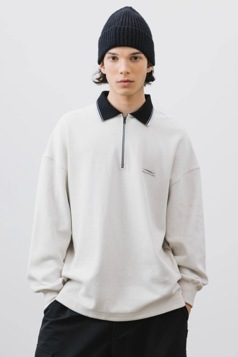 half zip long sleeve polo shirt / ハーフジップロングスリーブポロシャツ N4258 - NNine