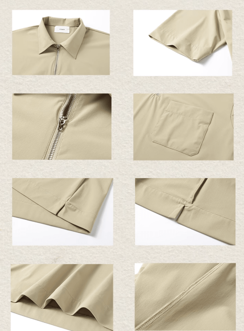 ストレッチ ハーフジップシャツ 縦型ポケット クレープ調 / Half Zip Polo N5396 - メンズファッション通販 NNine(ナイン)