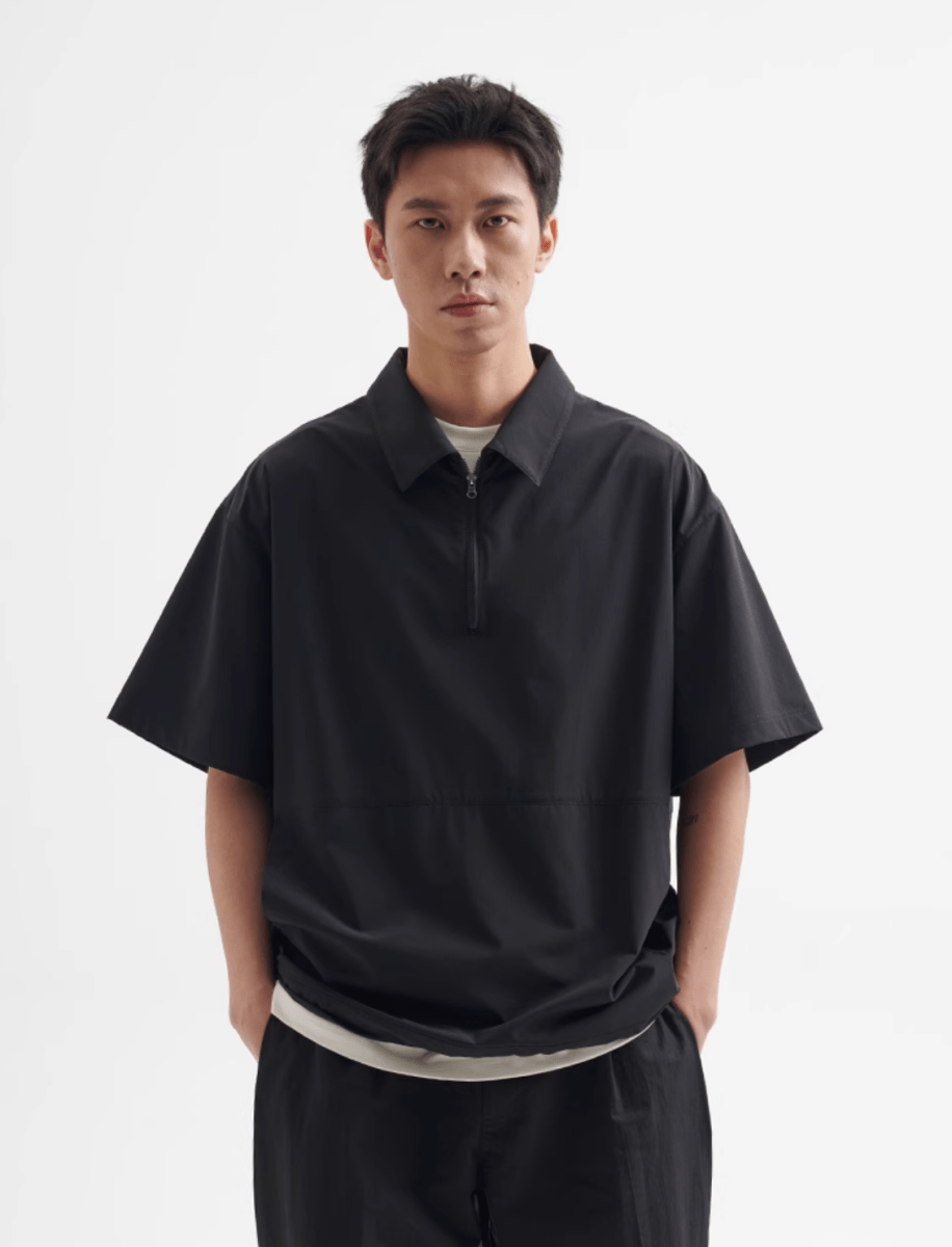 撥水性ナイロンハーフジップポロシャツ メンズ レディース 高機能 / Half Zip Polo Shirt N5360 - メンズファッション通販 NNine(ナイン)