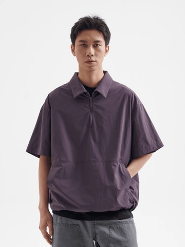 撥水性ナイロンハーフジップポロシャツ メンズ レディース 高機能