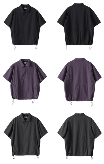 撥水性ナイロンハーフジップポロシャツ メンズ レディース 高機能