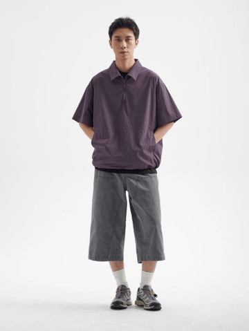 撥水性ナイロンハーフジップポロシャツ メンズ レディース 高機能