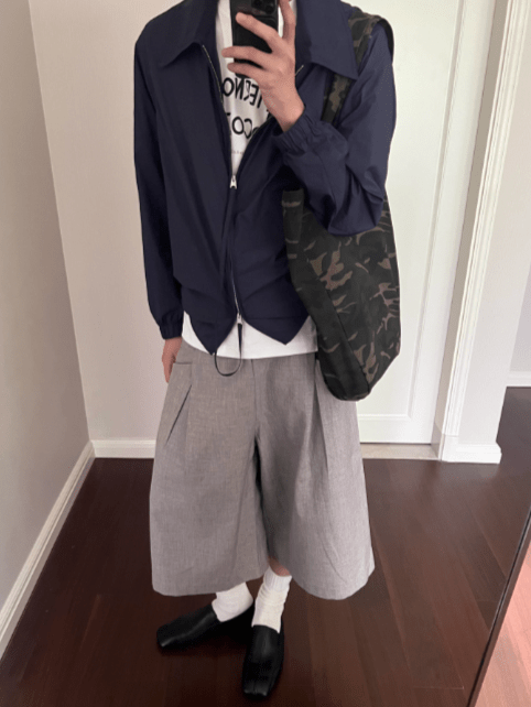 ヘリンボーンプリーツパンツ 混紡素材 / Herringbone Pleated Pants N5546 - ファッション通販NNine（ナイン）