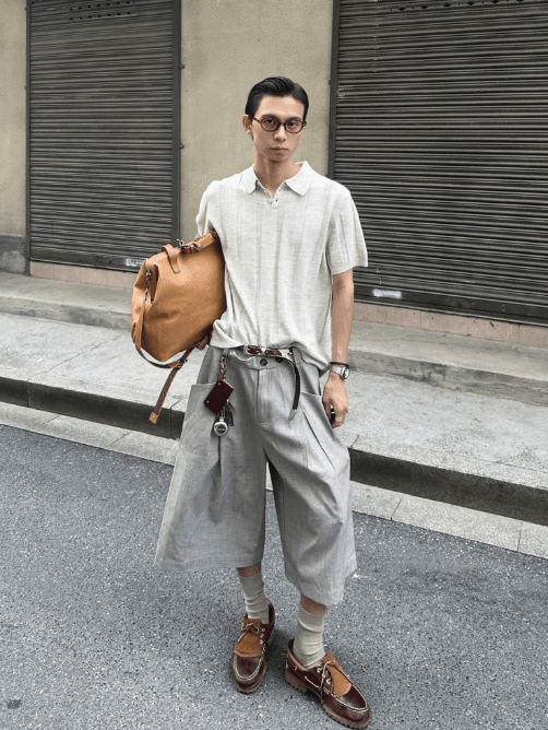 ヘリンボーンプリーツパンツ 混紡素材 / Herringbone Pleated Pants N5546 - ファッション通販NNine（ナイン）