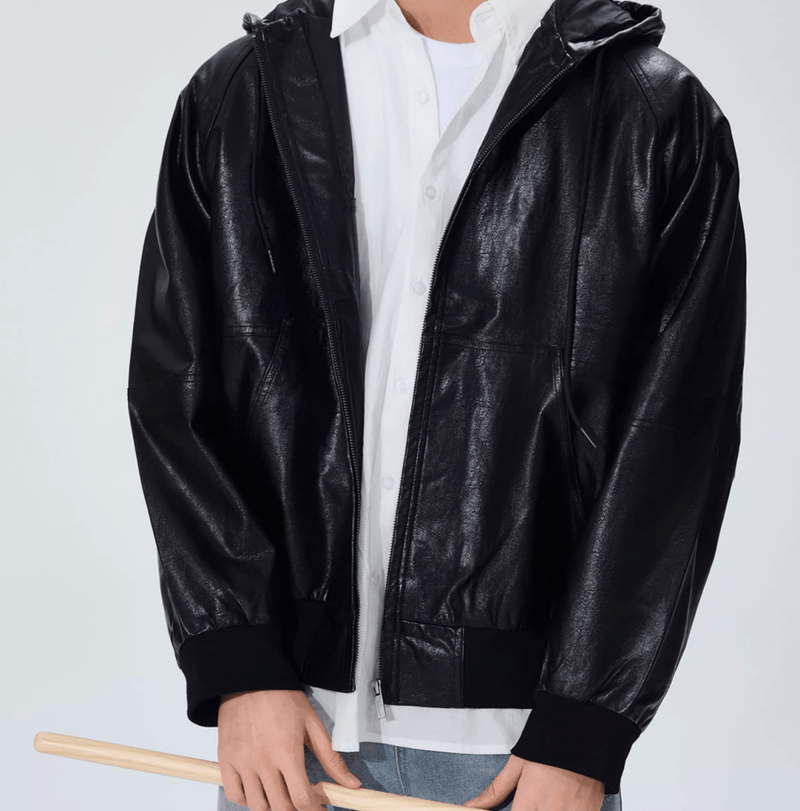 HOODED LEATHER BOMBER JACKET N4956 - NNine