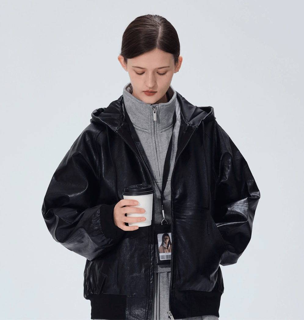 HOODED LEATHER BOMBER JACKET N4956 - NNine