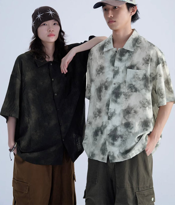 ink stain retro print shirt N4031 - NNine