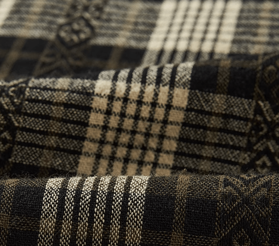 Jacquard Check Shirt / ジャカード チェック シャツ 半袖 開襟 レトロ N5292 - ファッション通販 NNine(ナイン)