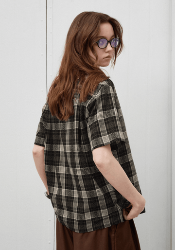 Jacquard Check Shirt / ジャカード チェック シャツ 半袖 開襟 レトロ