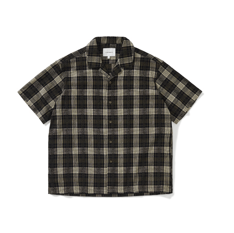 Jacquard Check Shirt / ジャカード チェック シャツ 半袖 開襟 レトロ N5292 - ファッション通販 NNine(ナイン)
