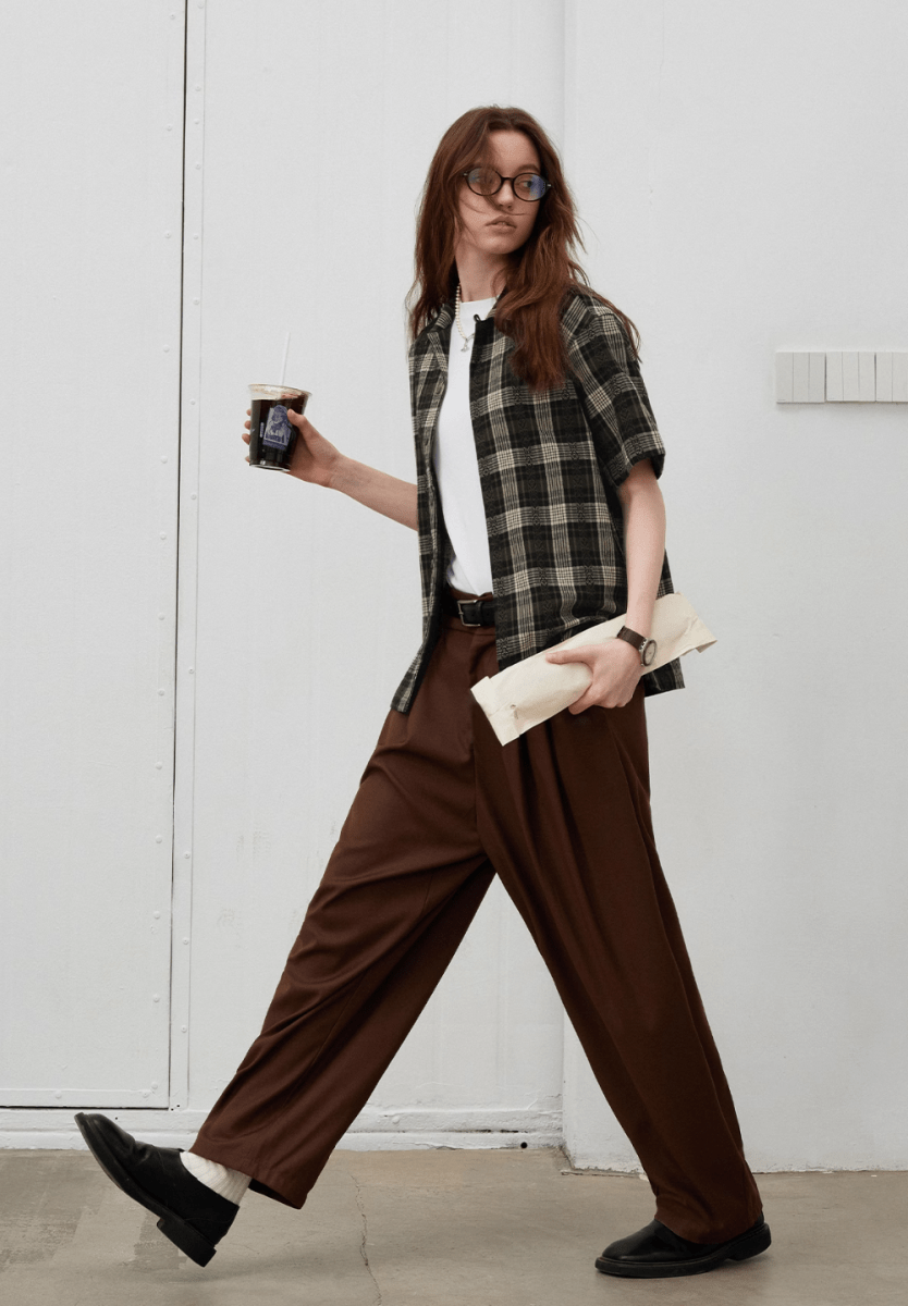 Jacquard Check Shirt / ジャカード チェック シャツ 半袖 開襟 レトロ N5292 - ファッション通販 NNine(ナイン)