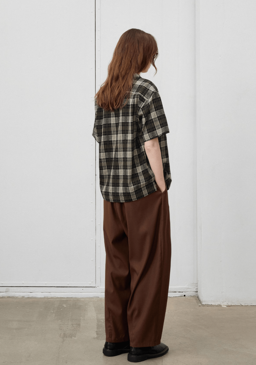 Jacquard Check Shirt / ジャカード チェック シャツ 半袖 開襟 レトロ N5292 - ファッション通販 NNine(ナイン)