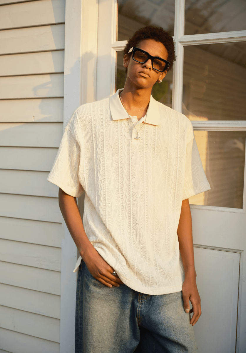 Knit Polo Shirt Summer / ニット ポロシャツ 半袖 サマーニット きれいめ N5306 - ファッション通販 NNine(ナイン)