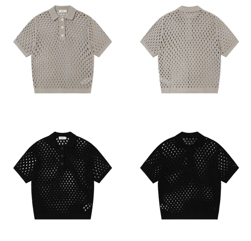 knit sheer mesh polo shirt N3547 - NNine