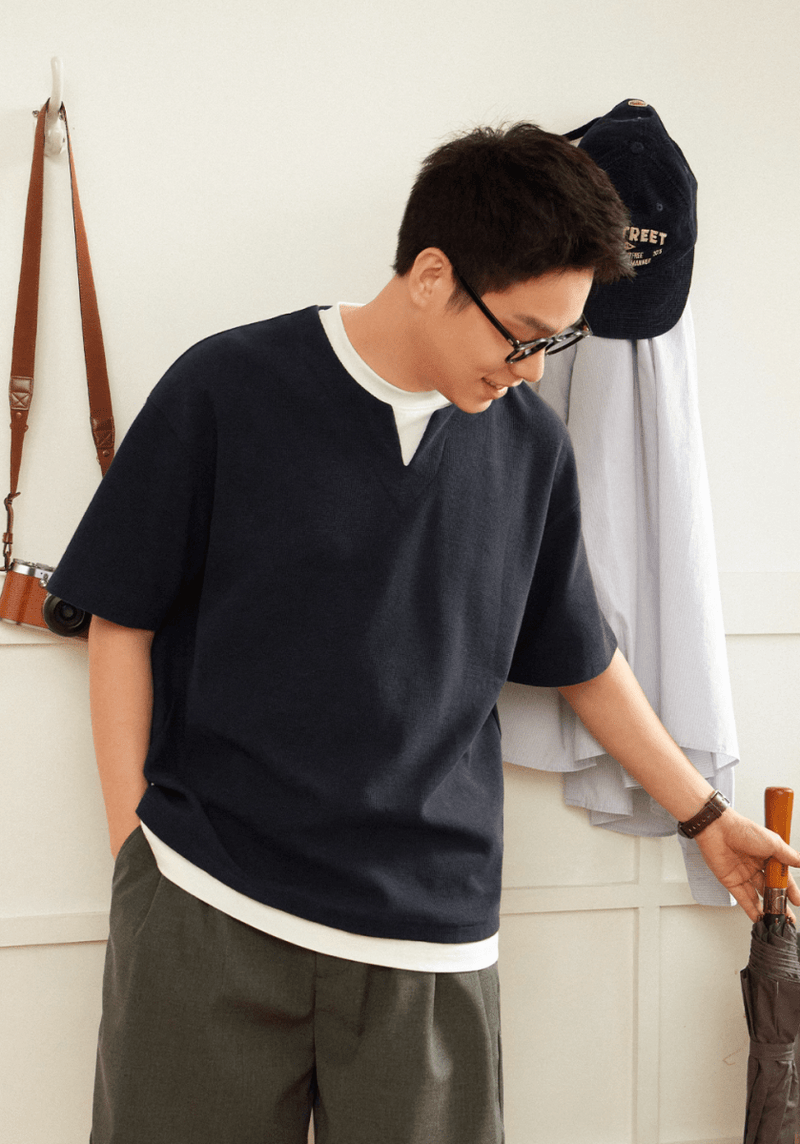 Layered waffle short sleeve T-shirt N5153 - ファッション通販 NNine(ナイン)
