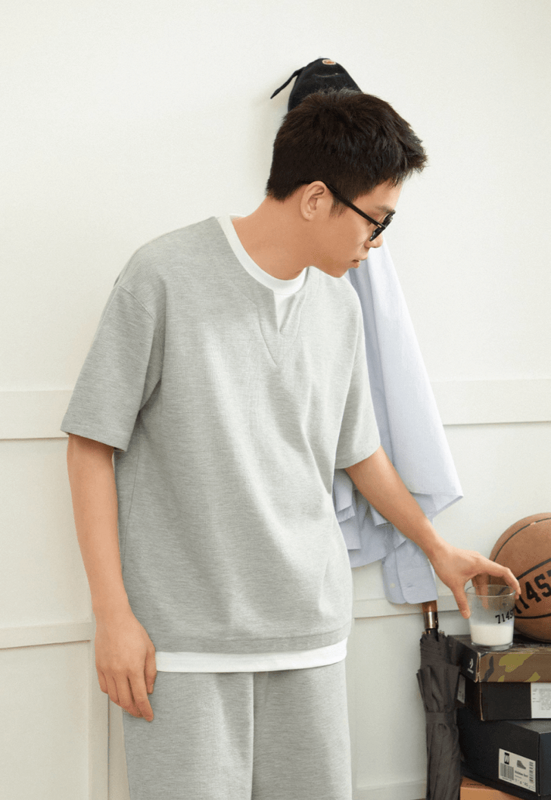 Layered waffle short sleeve T-shirt N5153 - ファッション通販 NNine(ナイン)