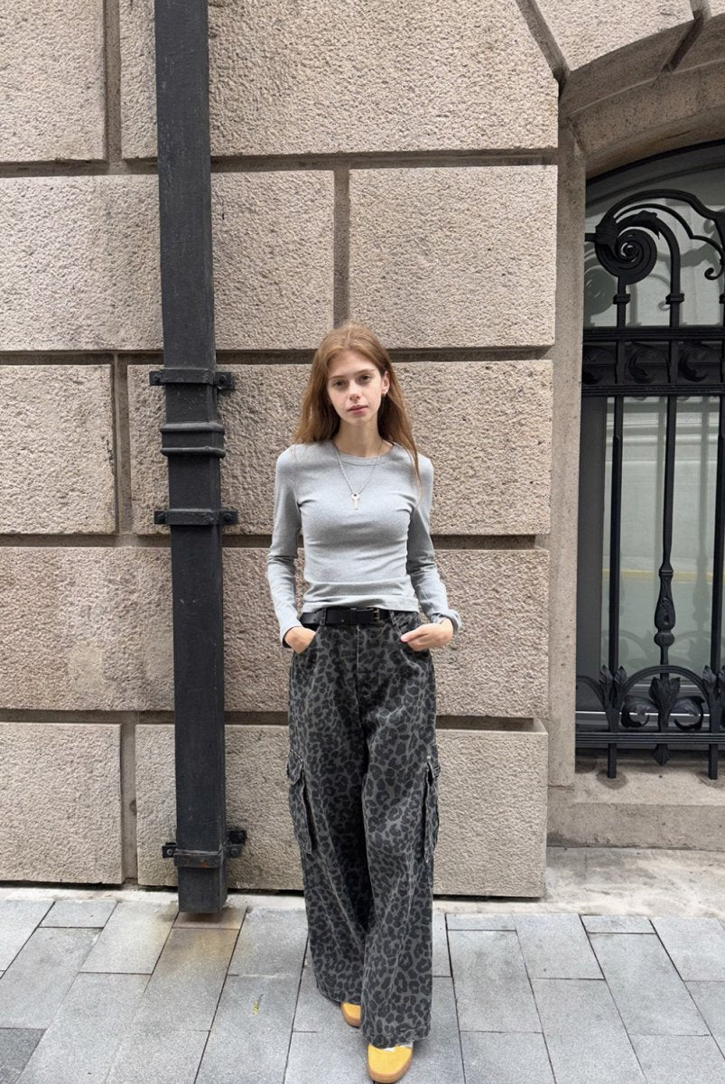 leopard wide pants レオパード柄カーゴデニム N4506