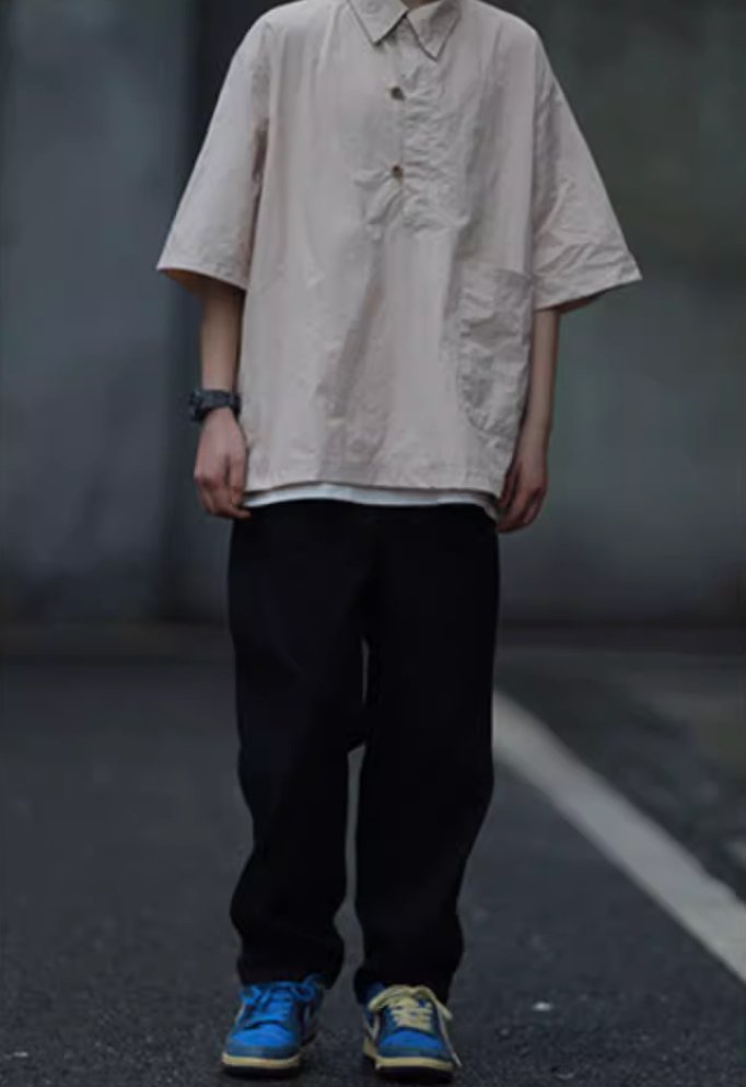 lightweight pullover short sleeve shirt / 軽量ハーフスナップシャツ N4034 - NNine